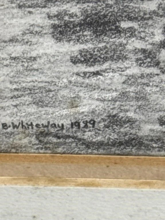 B.W. Neway 1989 Original Pencil Drawing Vintage Sketch Artwork Framed