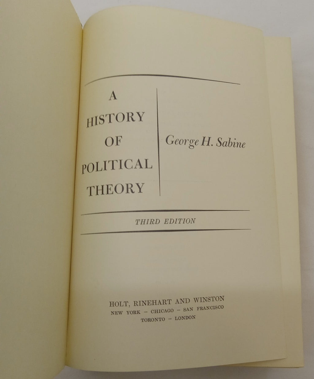 A History of Political Theory Sabine Hardcover Dust Jacket Academic Classic