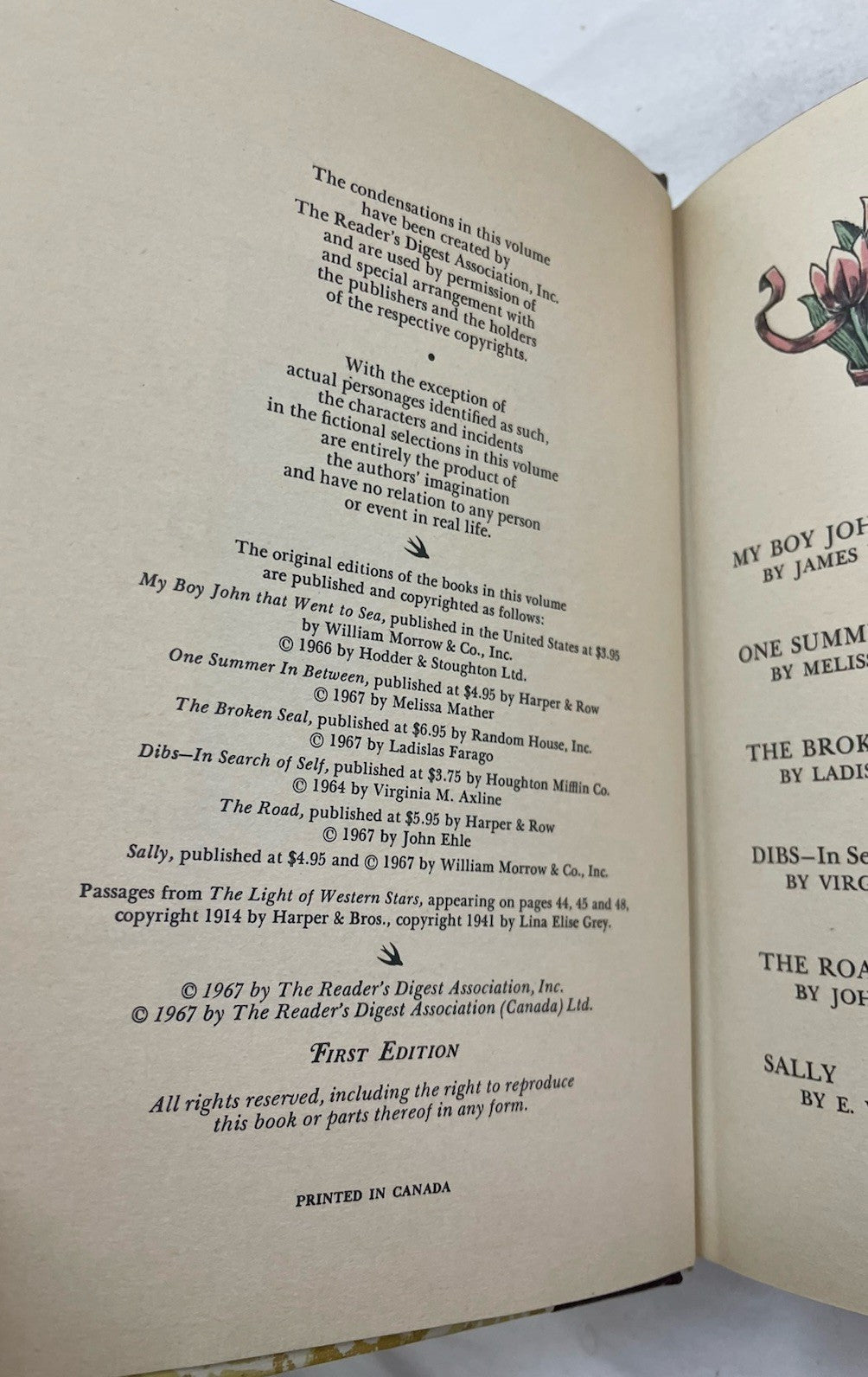 Readers Digest Condensed Books With Slipcover Hardcover 1967 1st Edition