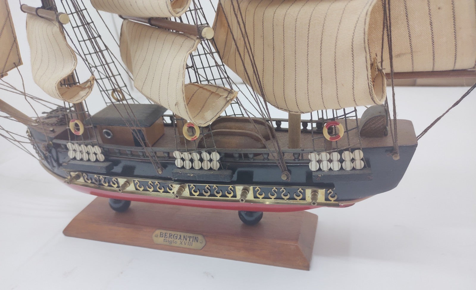 Bergantin Siglo XVIII Wooden Model Ship 18th Century Brigantine Nautical Decor