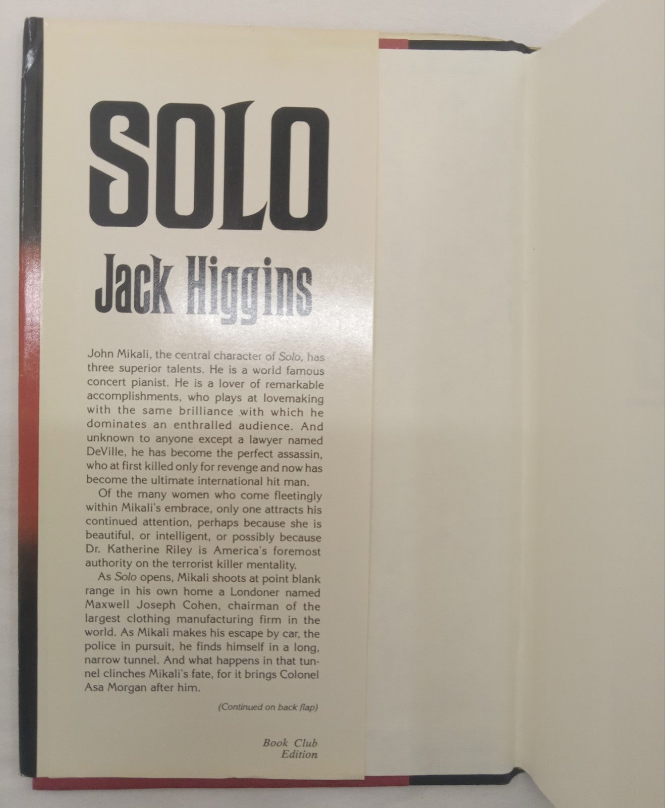Solo by Jack Higgins Hardcover Spy Thriller Fiction Novel Dust Jacket Vintage