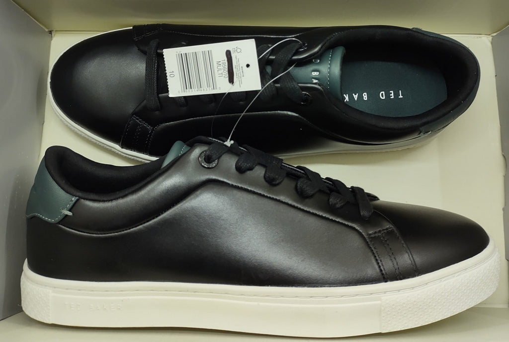 Ted Baker Men’s Black Leather Sneakers Size 10 Designer Low Top NIB