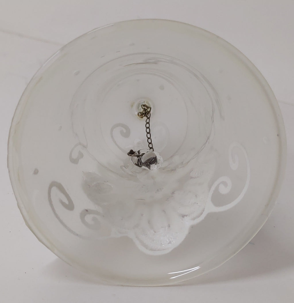 Elegant Frosted Glass Bell Ornament with White Lace & Rhinestone Accents