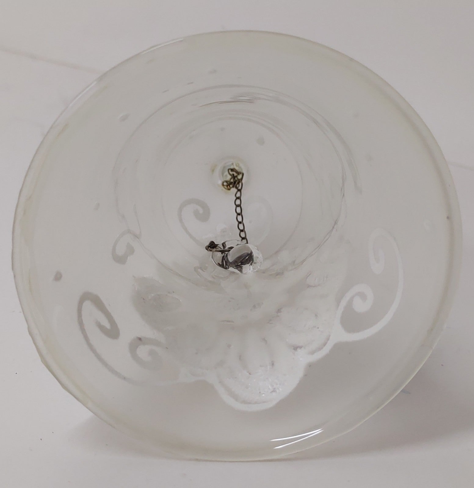 Elegant Frosted Glass Bell Ornament with White Lace & Rhinestone Accents