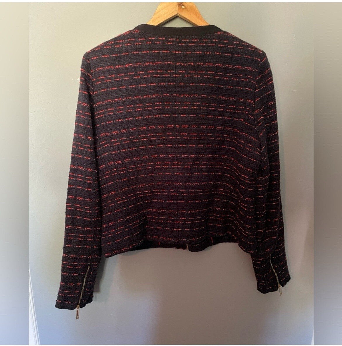 Tommy Hilfiger Women's Tweed Lined Blazer Size 16 Navy and Red – VG