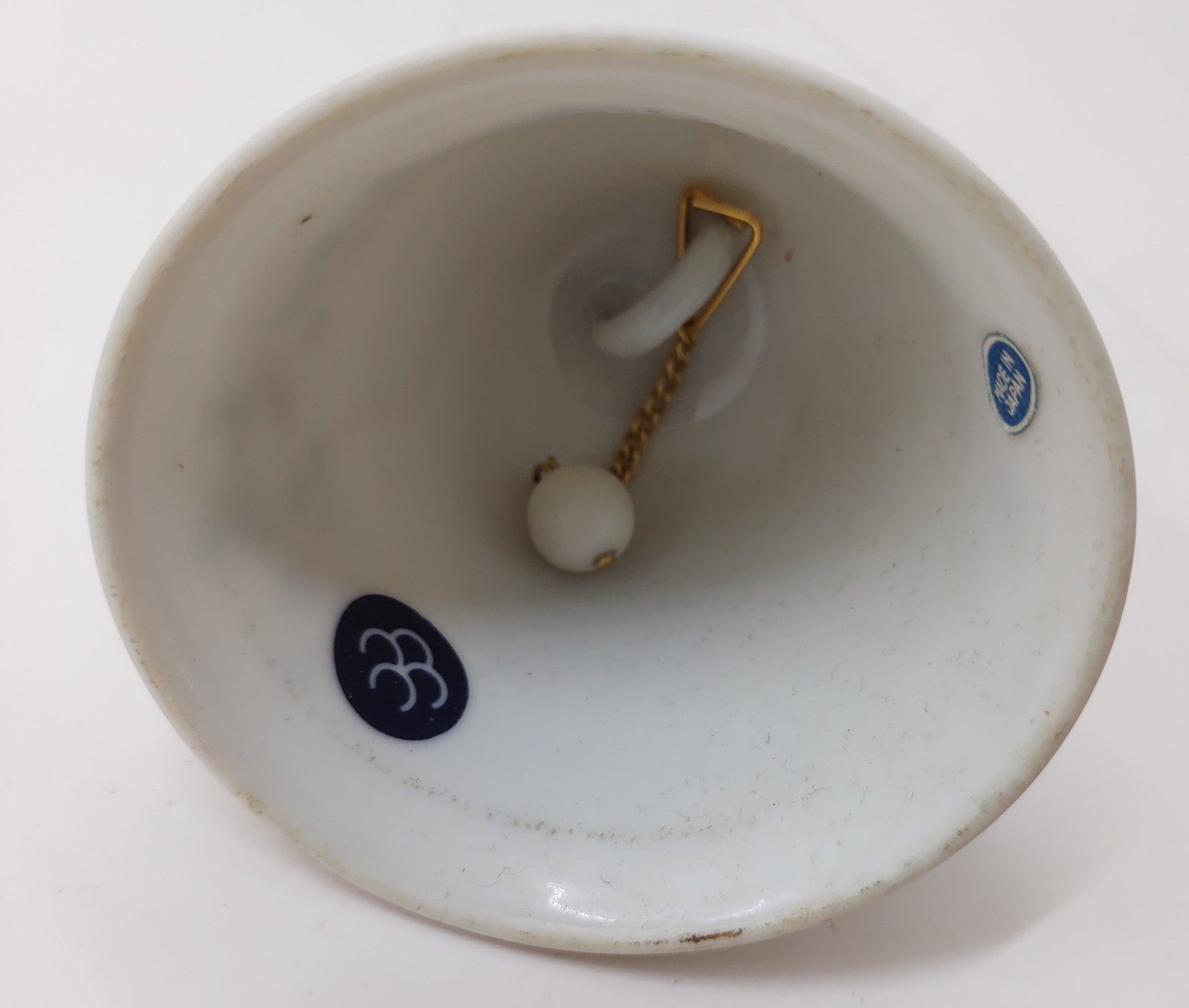 Vintage Porcelain Christmas Bell | Holly & Berry Pattern | Red Trim Holiday