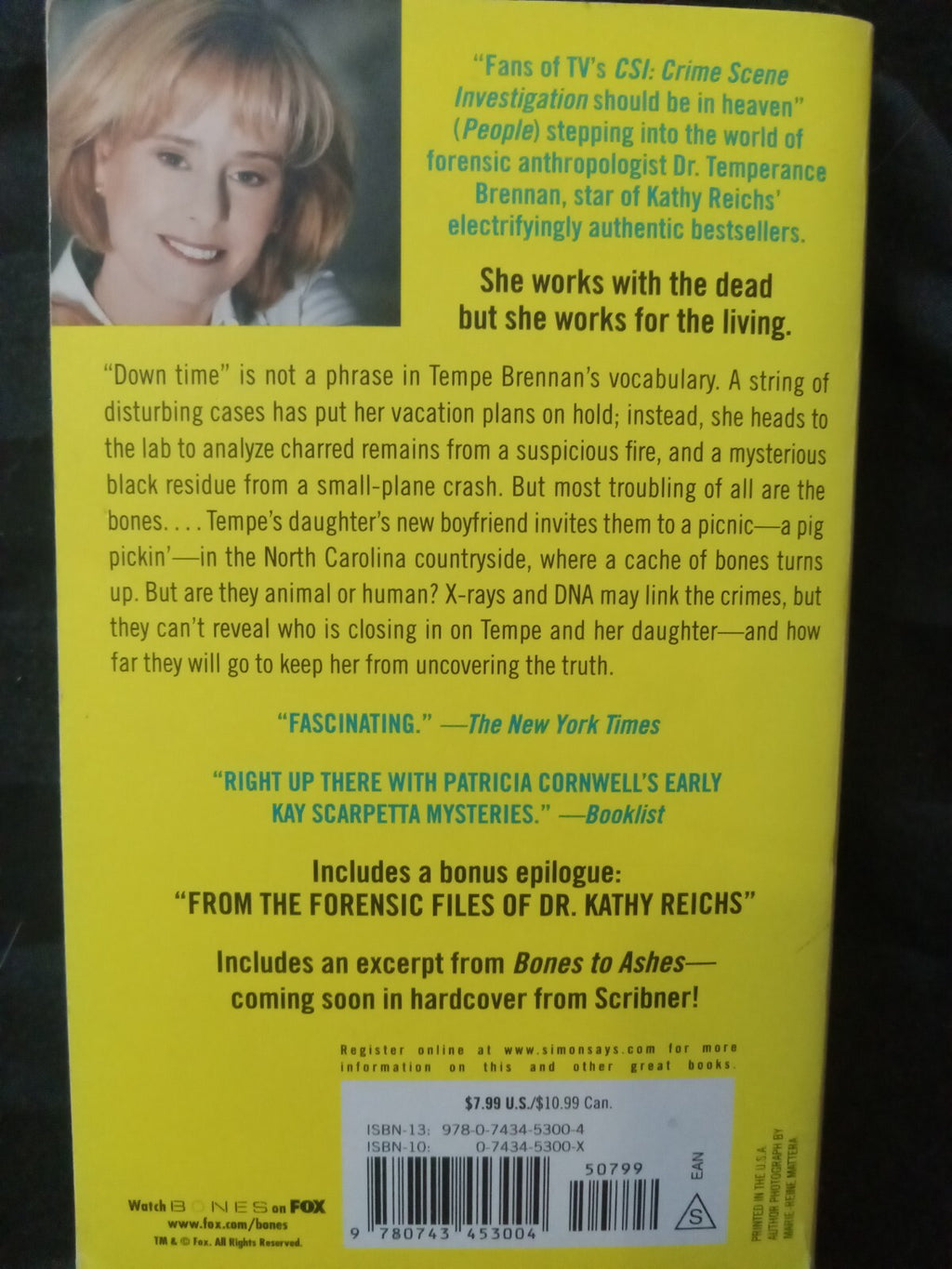 Bare Bones by Kathy Reichs – 2003 Temperance Brennan Thriller PB VG+