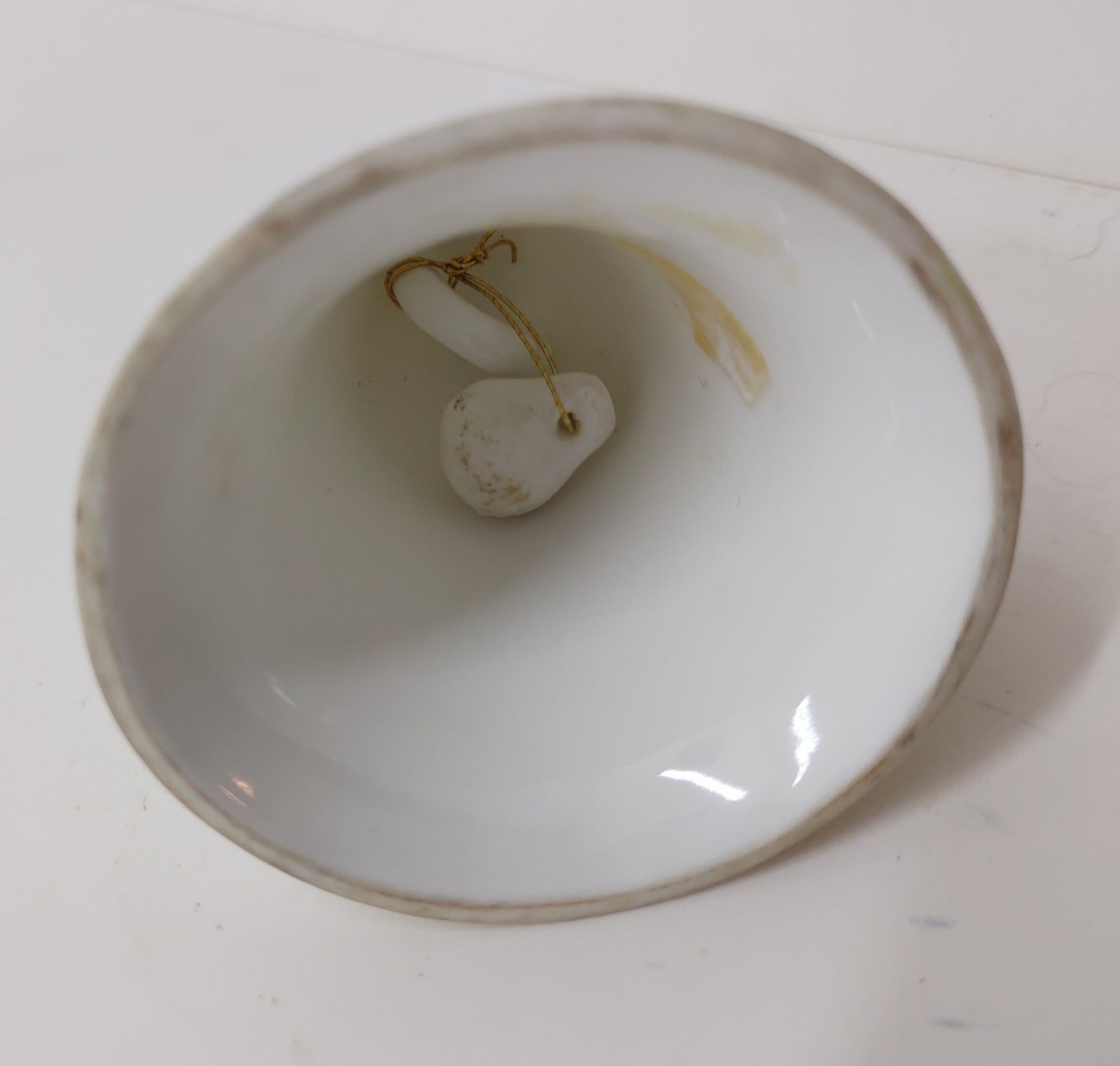 Vintage Bone China Bell with 3D Applied Yellow Flower and Gold Trim.