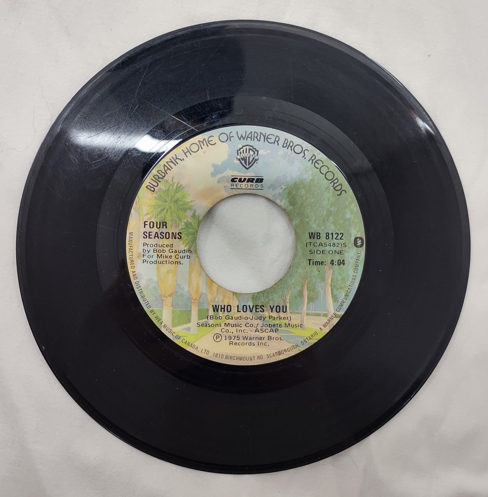 The Four Seasons "Who Loves You" 1975 Warner Bros. Vinyl Record Single Wb 8122