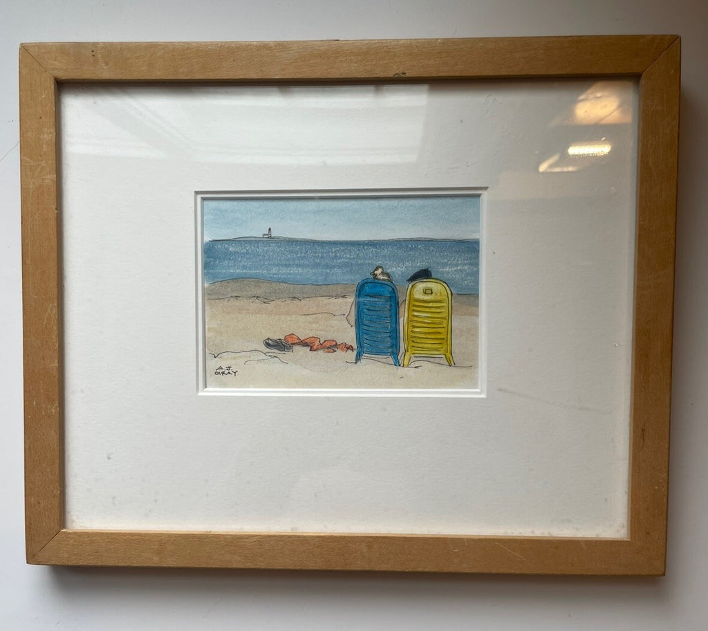 Mixed Media Artwork – Crystal Crescent Beach, Nova Scotia, Original Framed