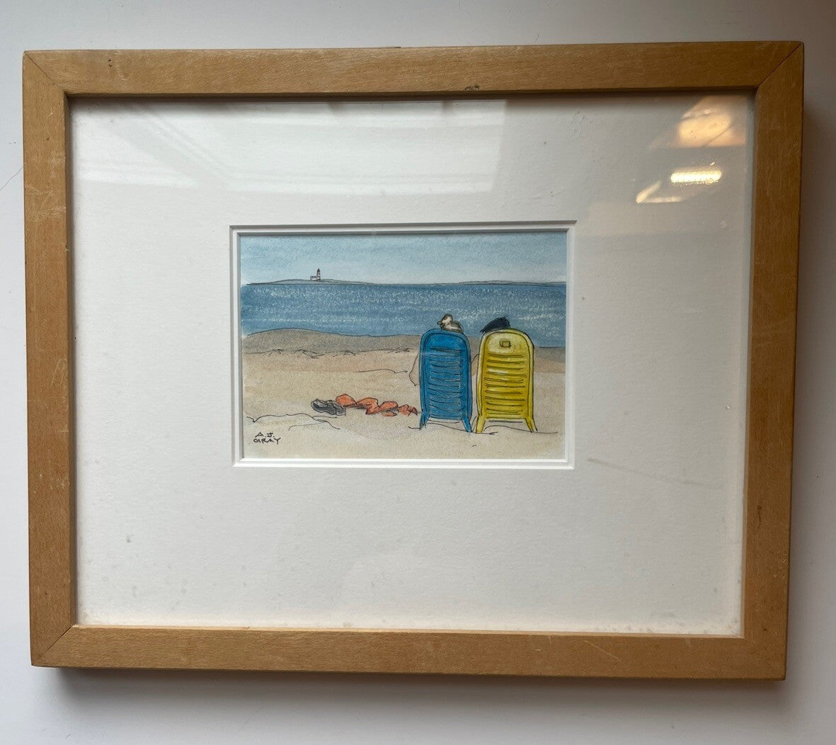 Mixed Media Artwork – Crystal Crescent Beach, Nova Scotia, Original Framed