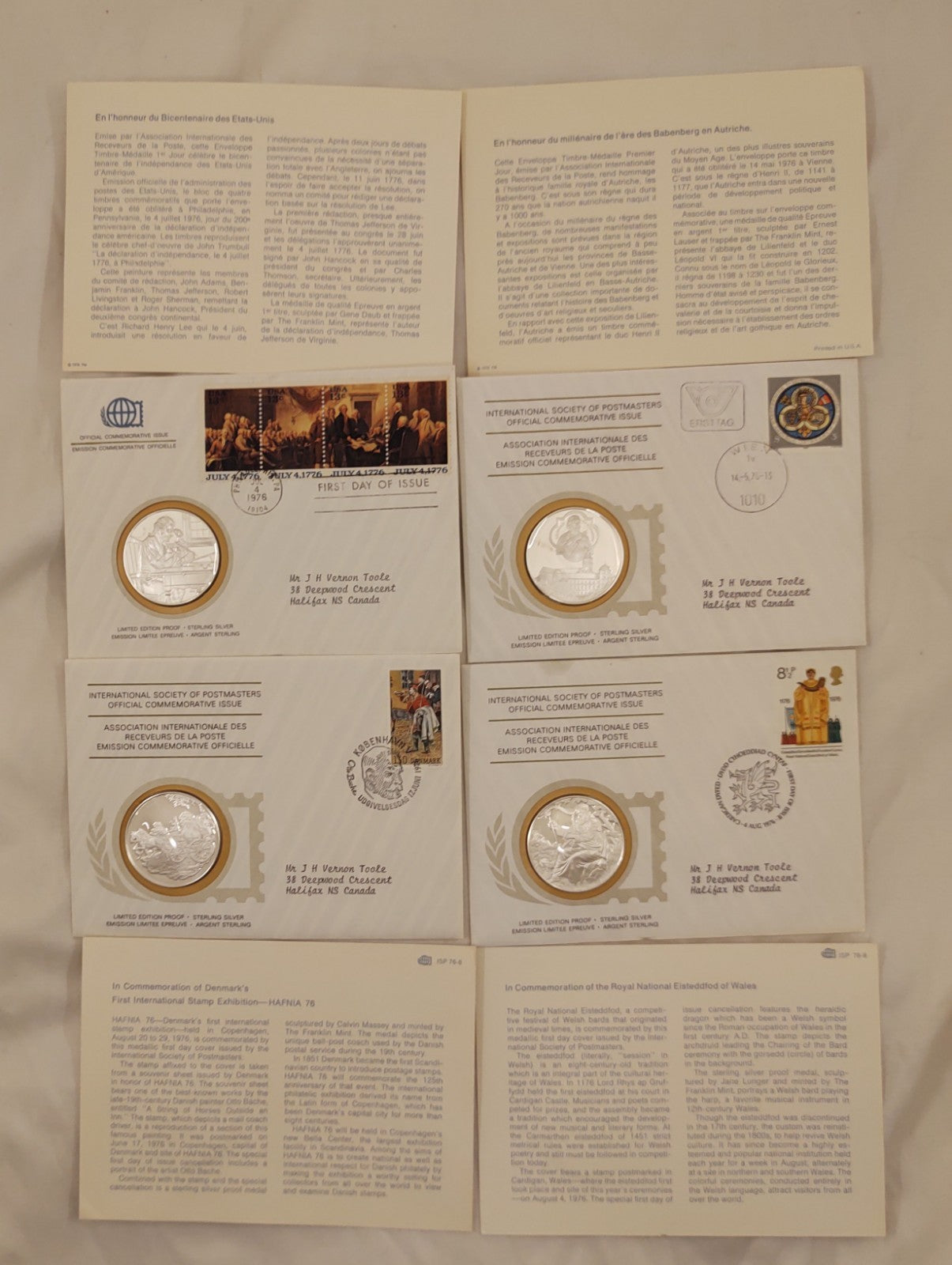 24 ISPM Sterling Silver Proof Medals 1975–76 w/ FDC Envelopes & COAs – Mint