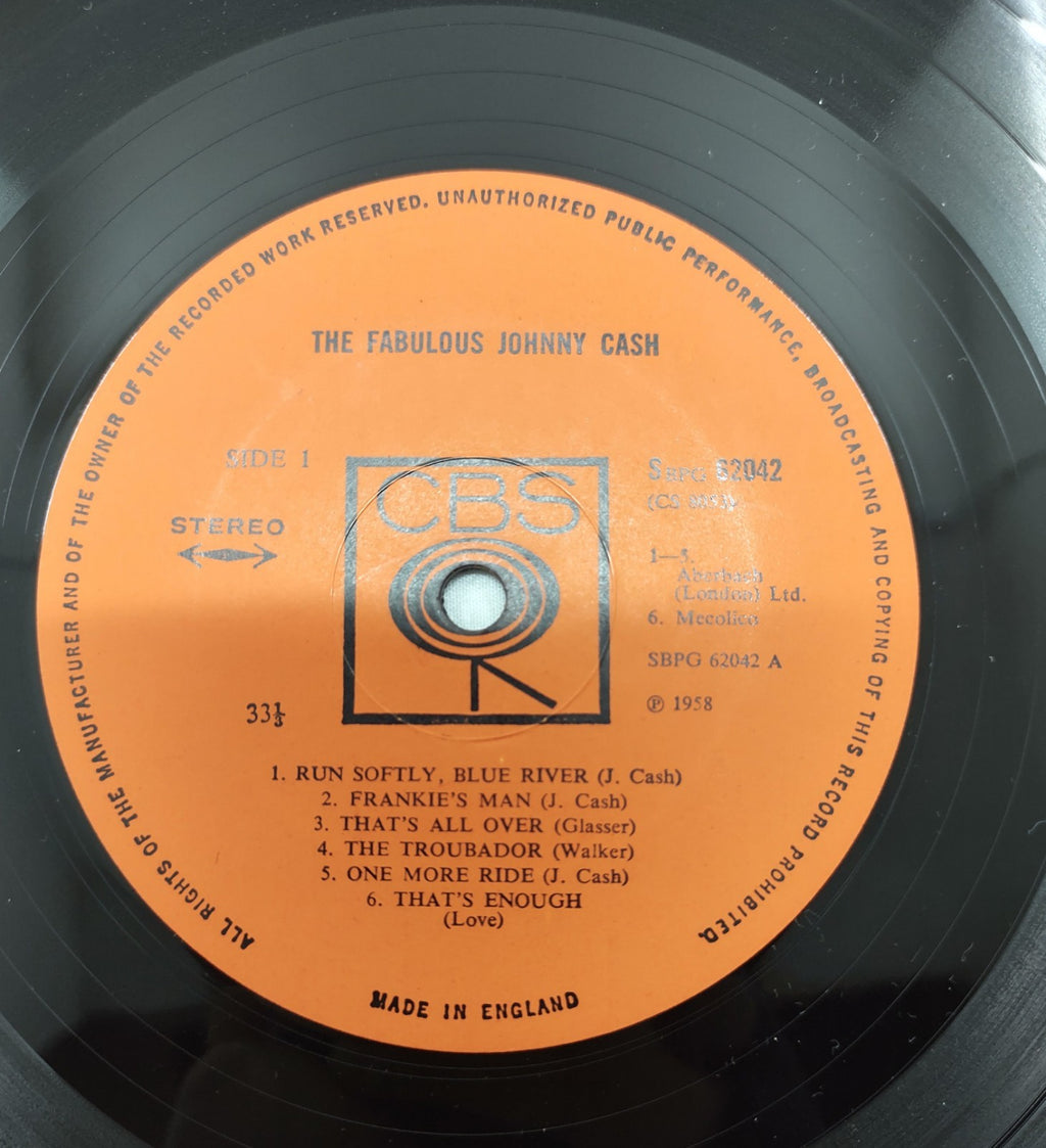 The Fabulous Johnny Cash LP UK Press CBS SBPG-62042 Country Rockabilly Vinyl