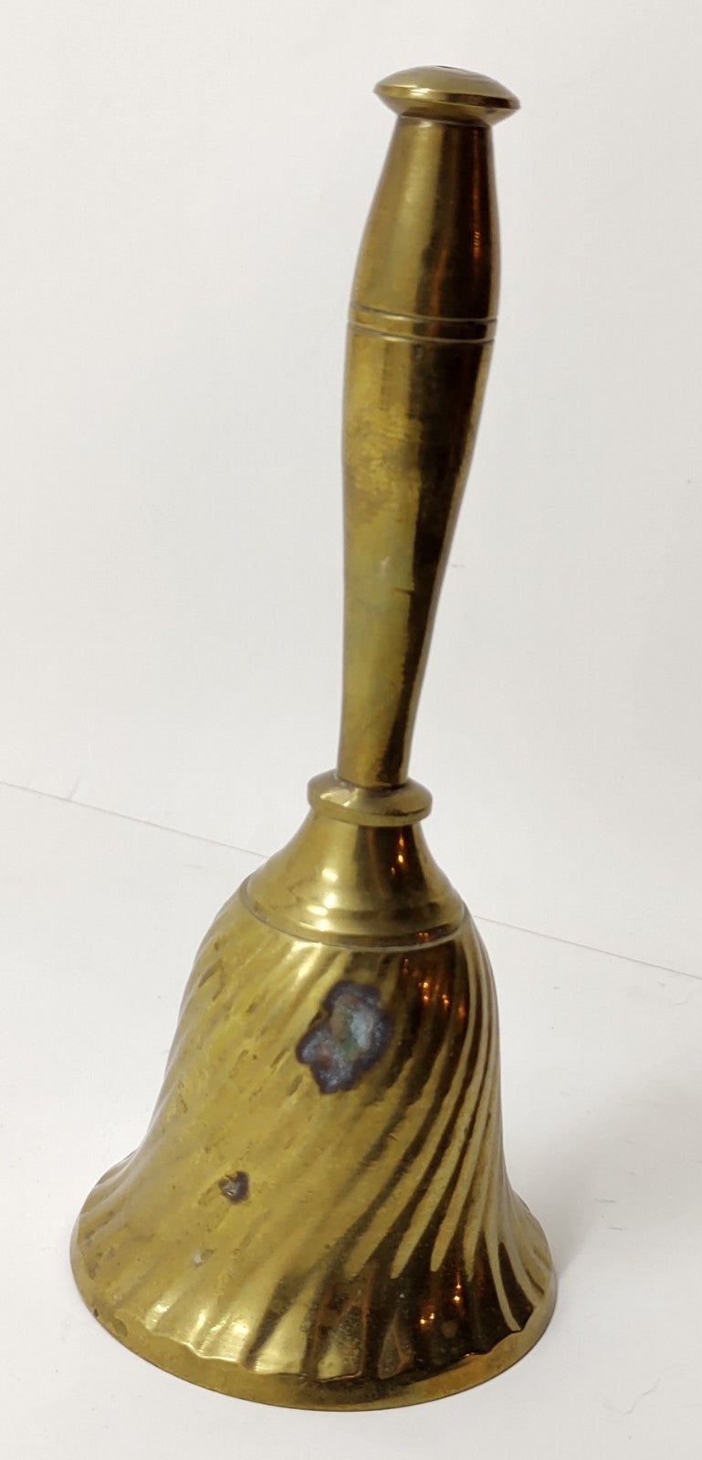 Vintage Solid Brass Hand Bell: Twisted Swirl Design, Loud Ring