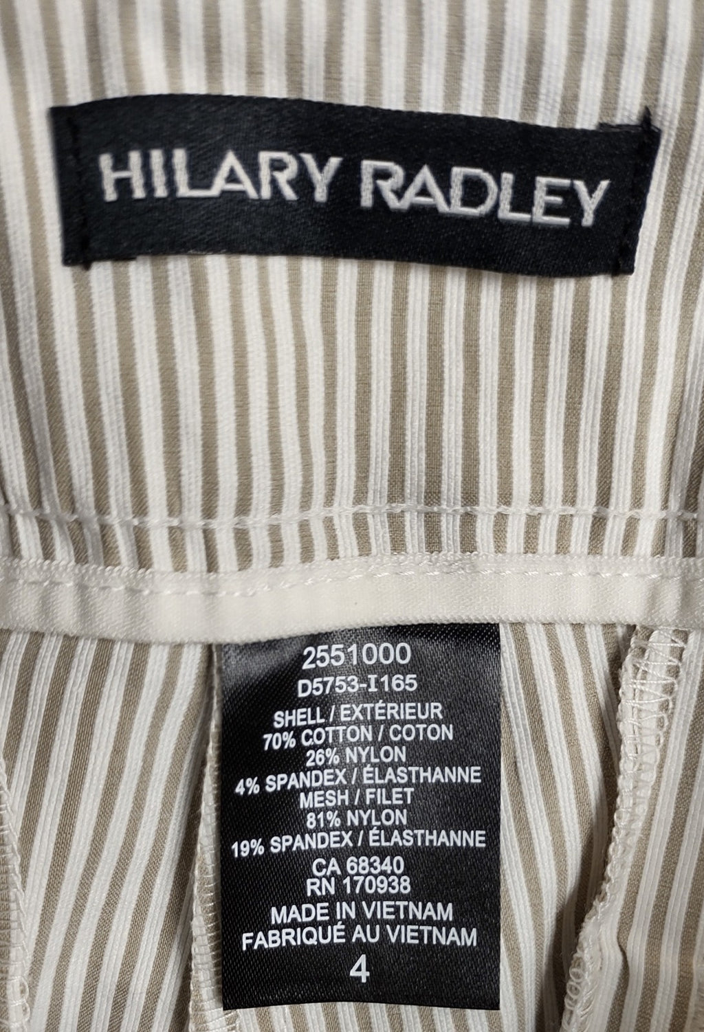 Hilary Radley Beige White Stripe Shorts NWT Women’s Summer Casual Wear