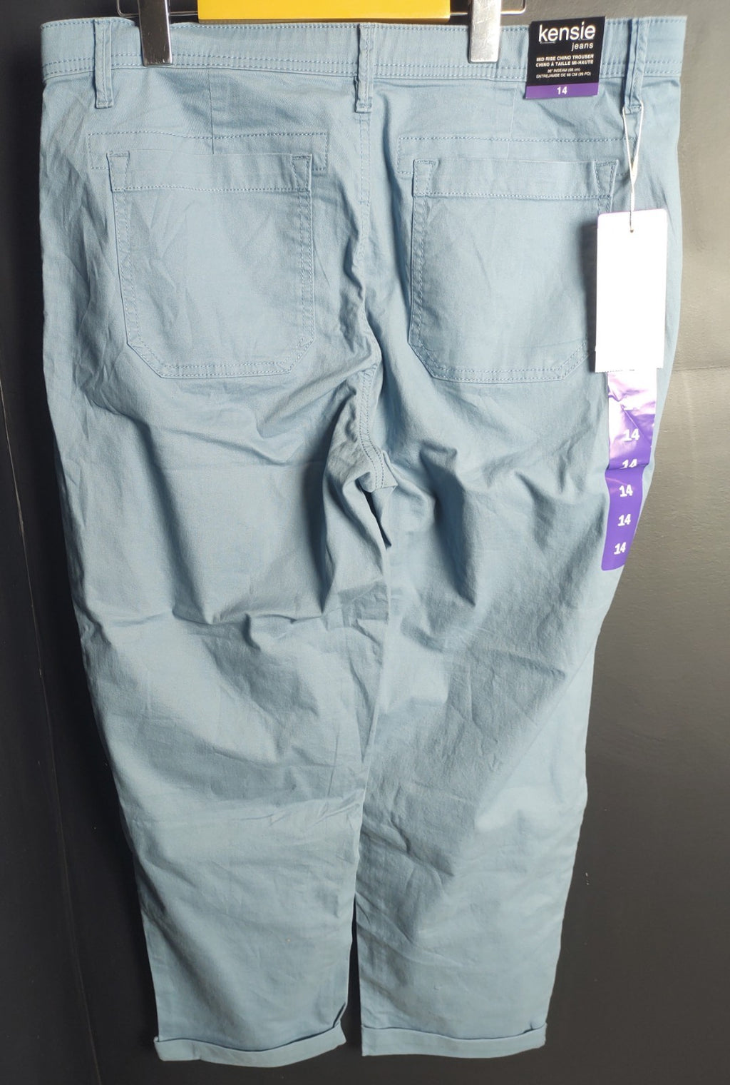 Kensie Women’s Mid Rise Chino Trousers Size 14 Casual Cotton Pants