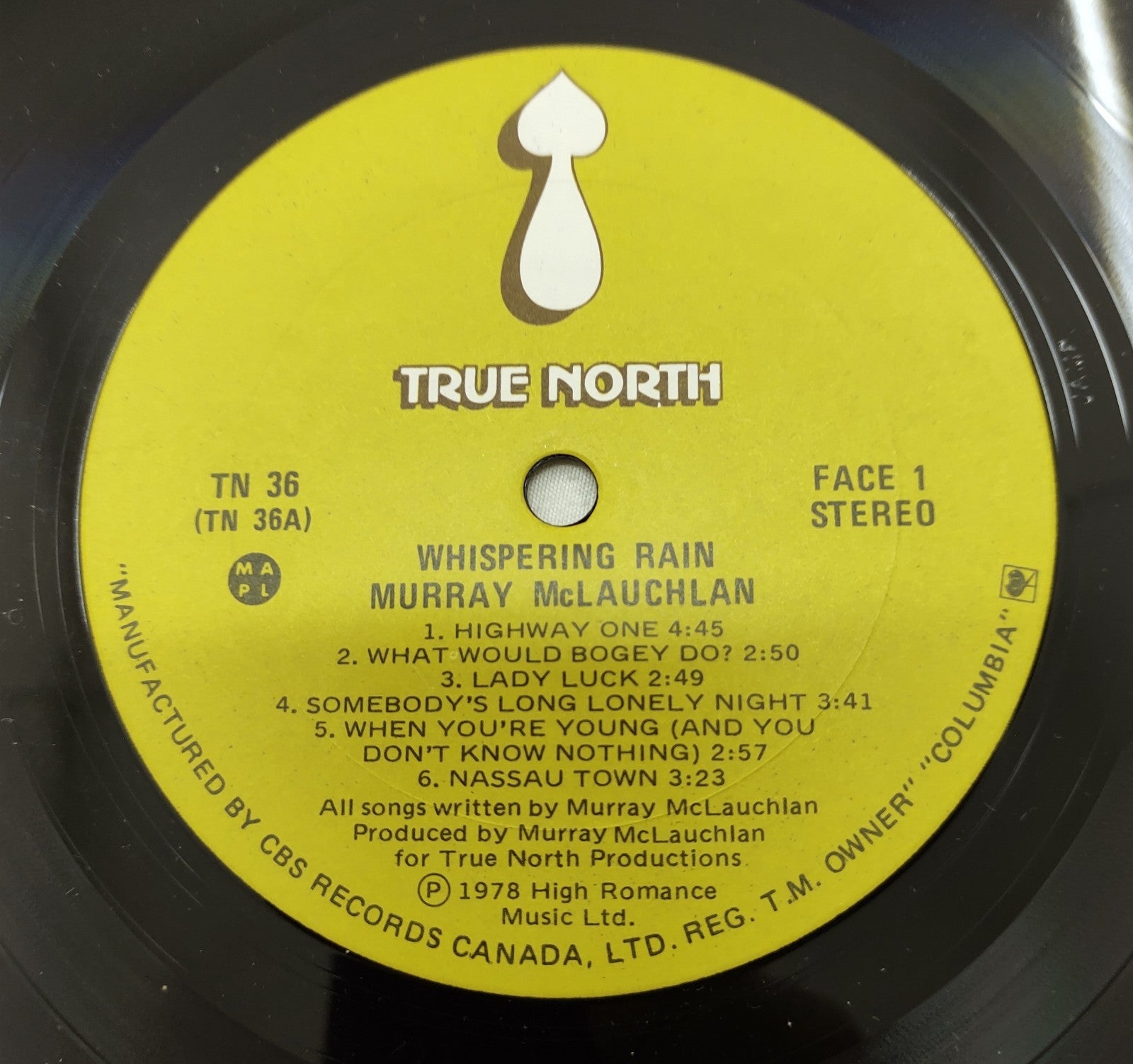 Murray McLauchlan – Whispering Rain LP True North TN 36 Canada Folk