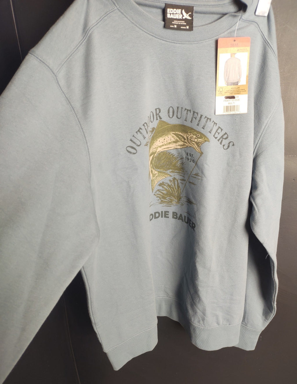 Eddie Bauer Men’s Slate Blue Fleece Sweatshirt Pullover Size M NWT