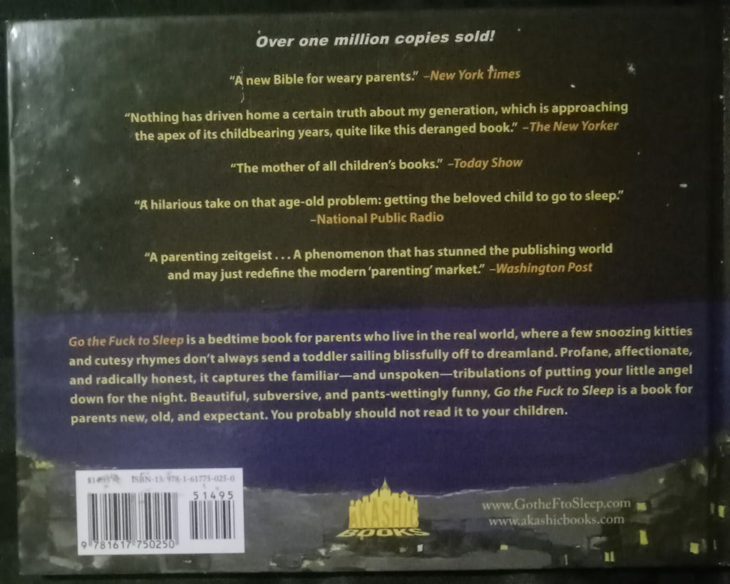 Go the Fk to Sleep by Adam Mansbach – Funny Bedtime Book HC VG+**