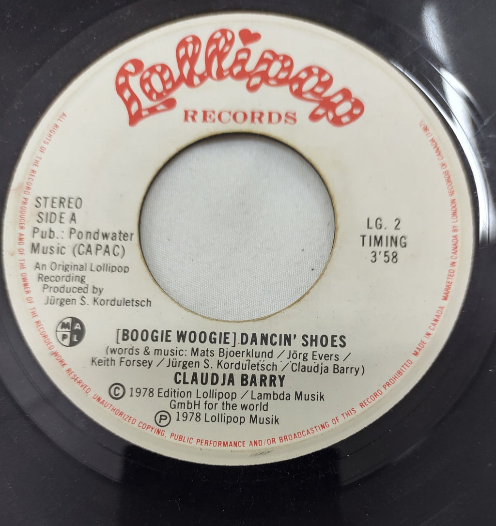 Claudja Barry – Boogie Woogie Dancin’ Shoes 7” Lollipop LG-2 Canada 1978