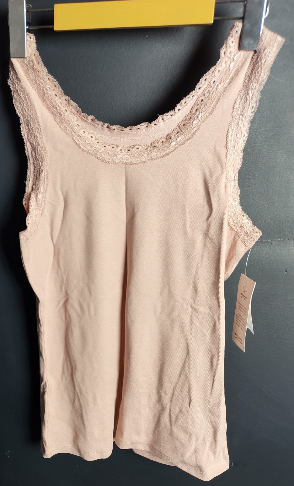 Cleo Baby Pink Lace Trim Cami Tank Top NWT Size S Cotton Soft Feminine