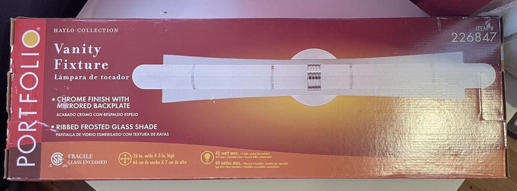 Portfolio Haylo 4-Light Vanity Fixture – Chrome Finish, Sealed Elegant Lighting