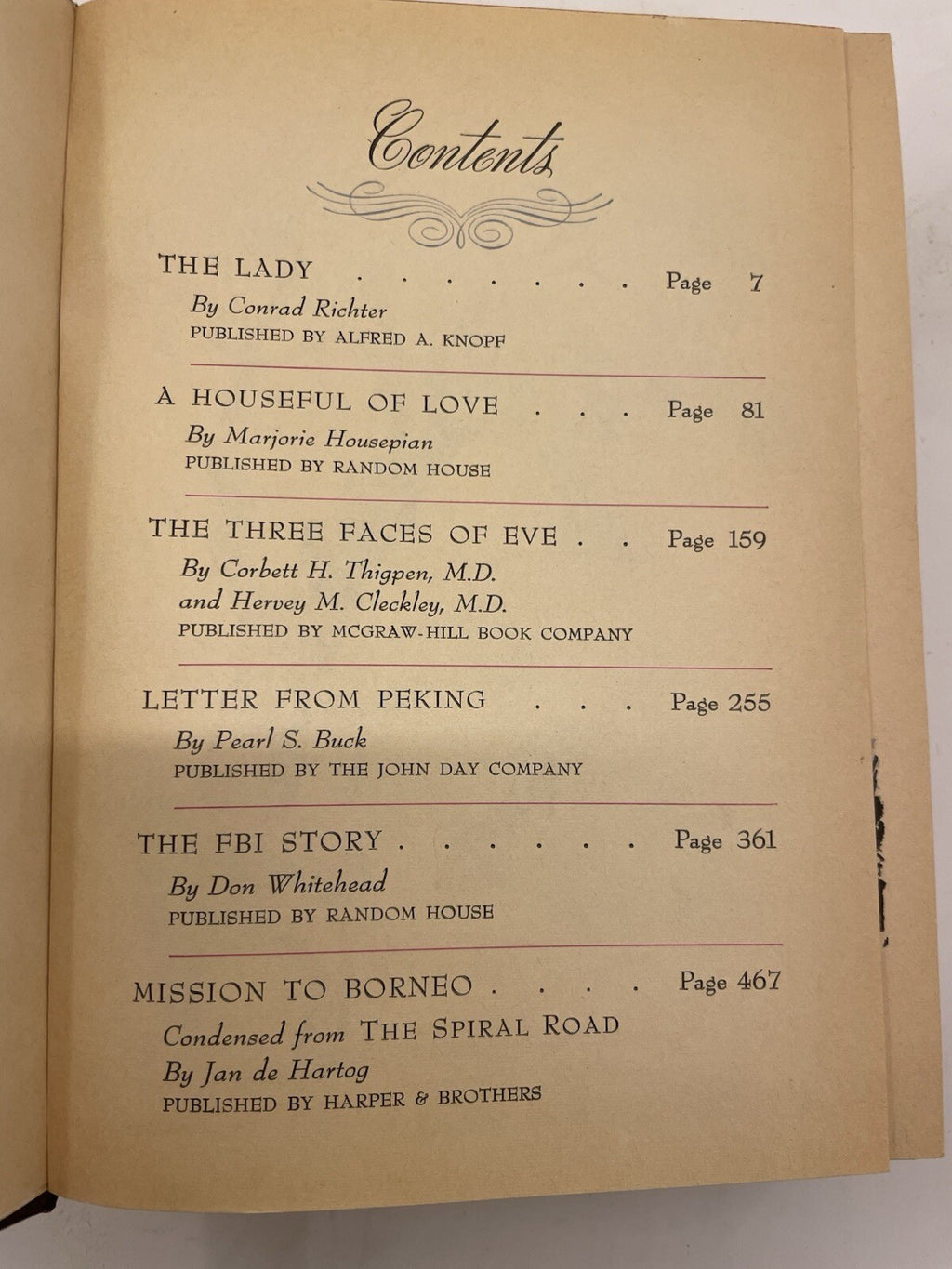 Readers Digest Condensed Books 1st Ed 1957 Hardcover - Near Mint