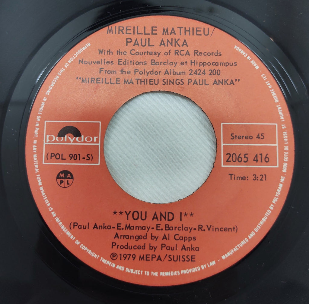 Mireille Mathieu – A Man and a Woman 7” Polydor 2065 416 Stereo 1979