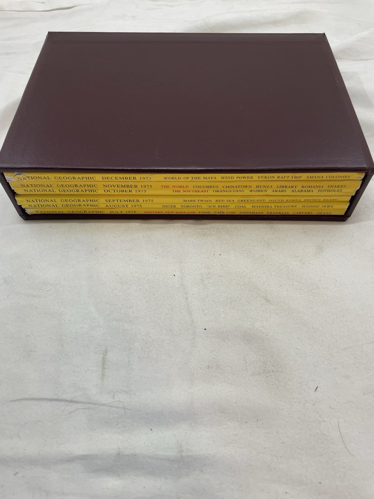 Nat Geo Mags Jul–Dec 1975 Set + Slipcvr Vtg Wildlife Decor World Atlas