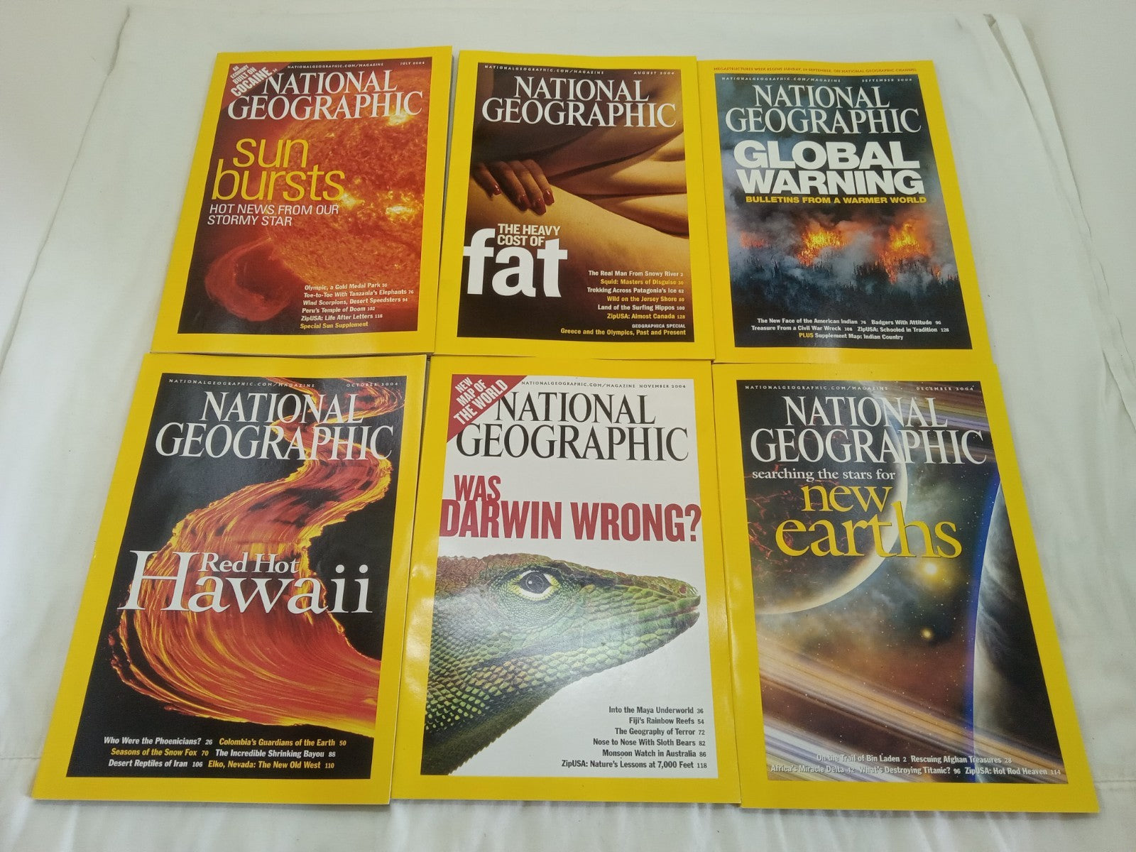 National Geographic Jul–Dec 2004 VG+ | 6 Magazines in Faux Leather Case