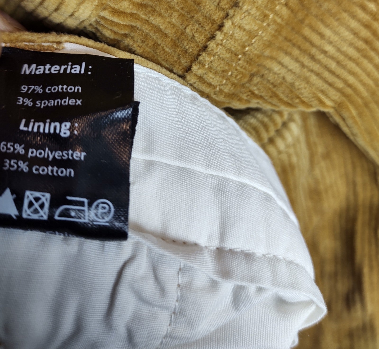 Snover Men’s Tan Corduroy Chino Pants Straight Leg Stretch Casual NWT