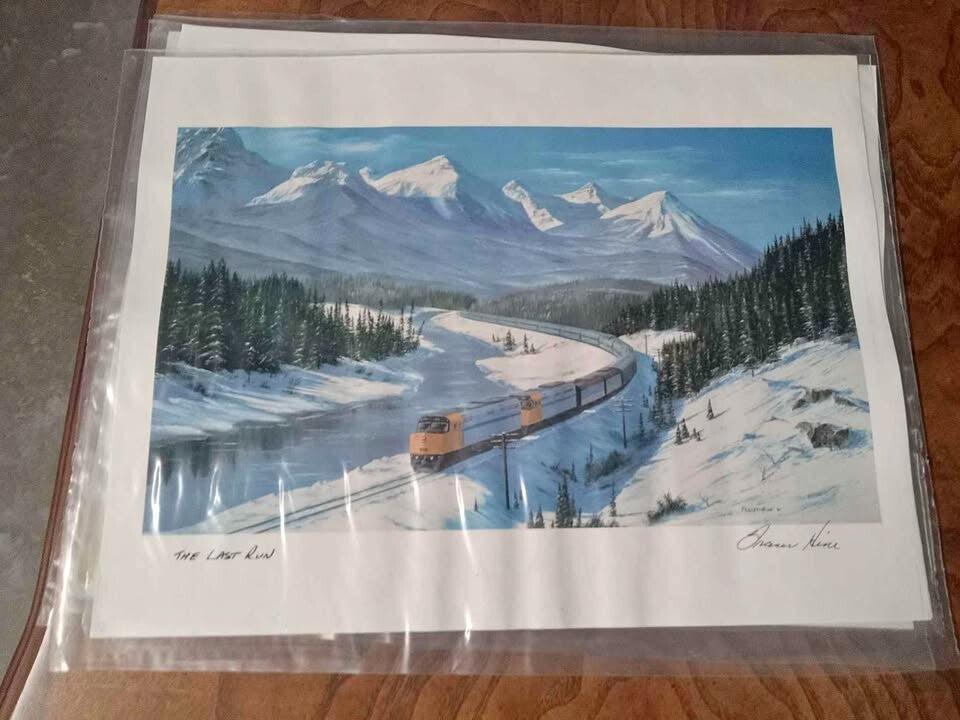 Fraser E. Hine Collector’s Print – Unframed Mountain and Train Landscape
