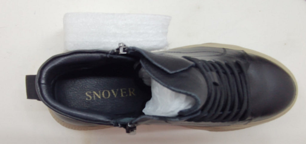 Snover AL6-11 Black Leather Ankle Sneakers Men's Casual Luxury Shoes