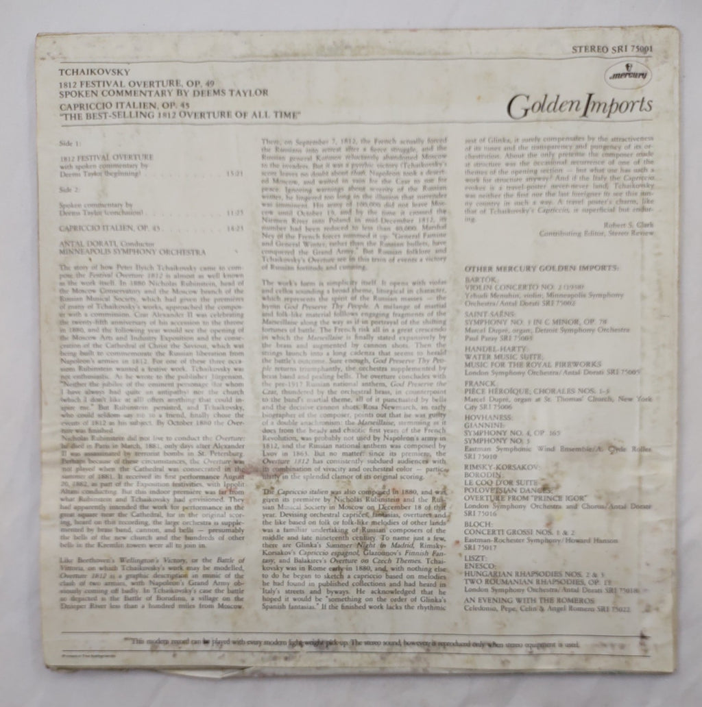 Tchaikovsky – 1812 Overture Dorati Mercury Golden Imports SRI 75001 LP