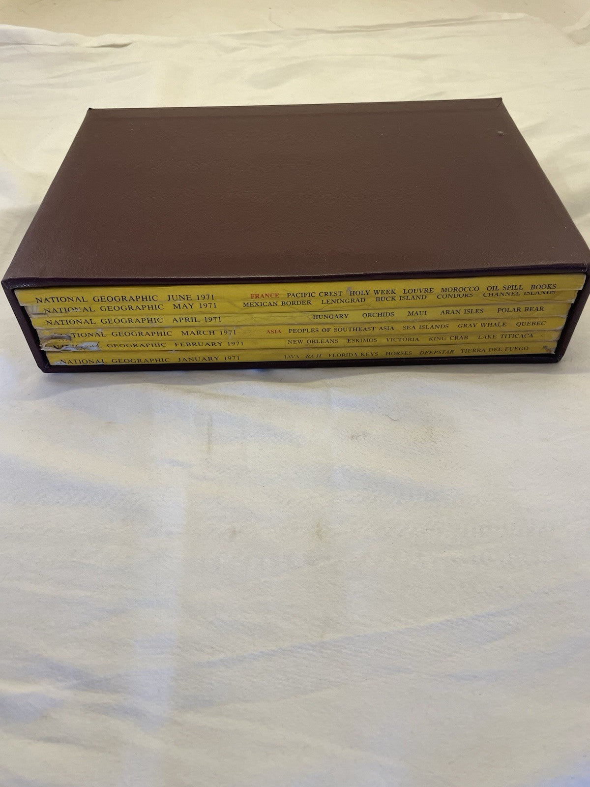 Nat Geo Mags Jan–Jun 1971 Vtg Lot Slipcvr Collect Wildlife Travel Earth