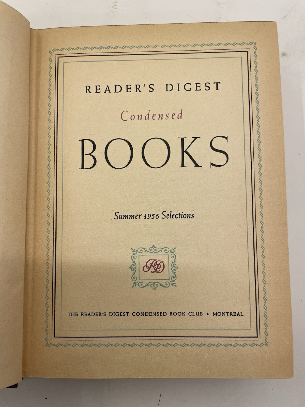 Readers Digest Condensed Books 1956 Summer Selections HC - Near Mint
