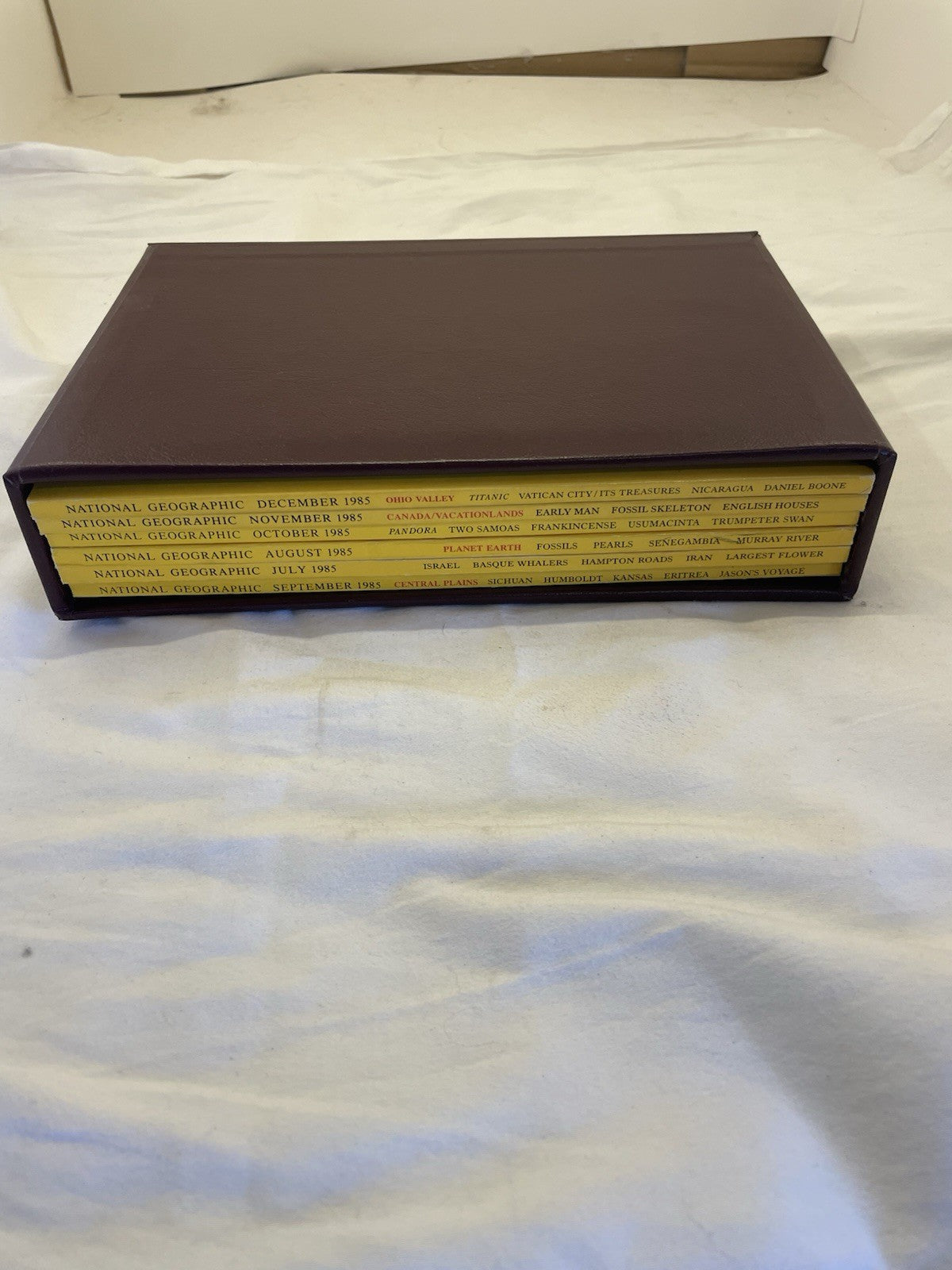 Nat Geo Mags Jul–Dec 1985 Set + Slipcvr Vtg Earth Wildlife World Atlas