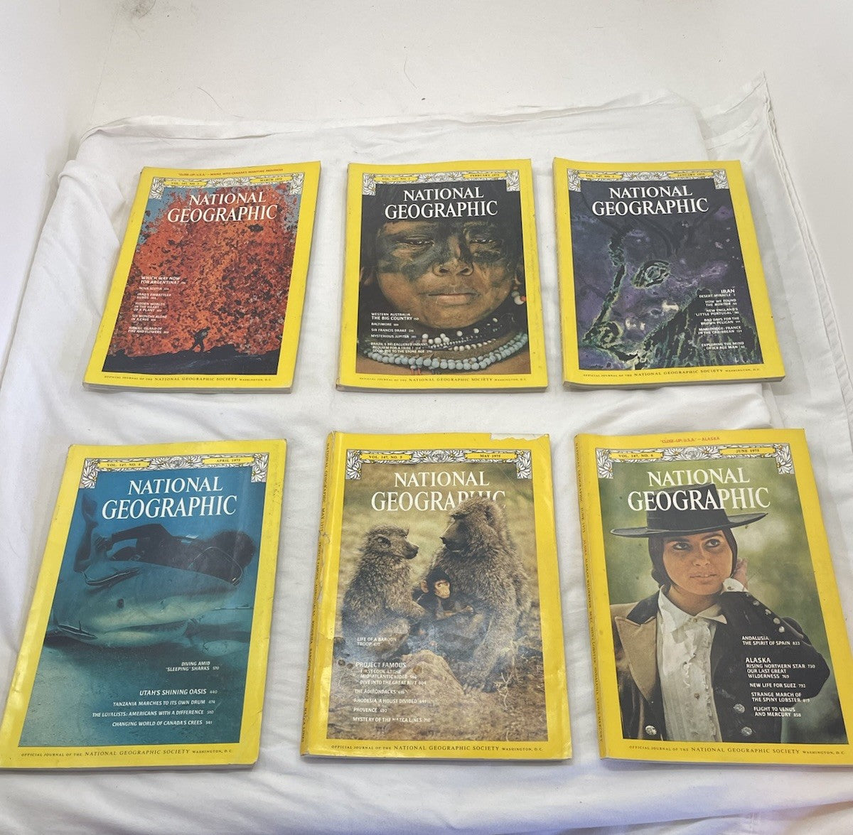 Nat Geo Mags Jan–Jul 1985 Vtg Slipcvr Set Collect Geo Travel Decor Ed.
