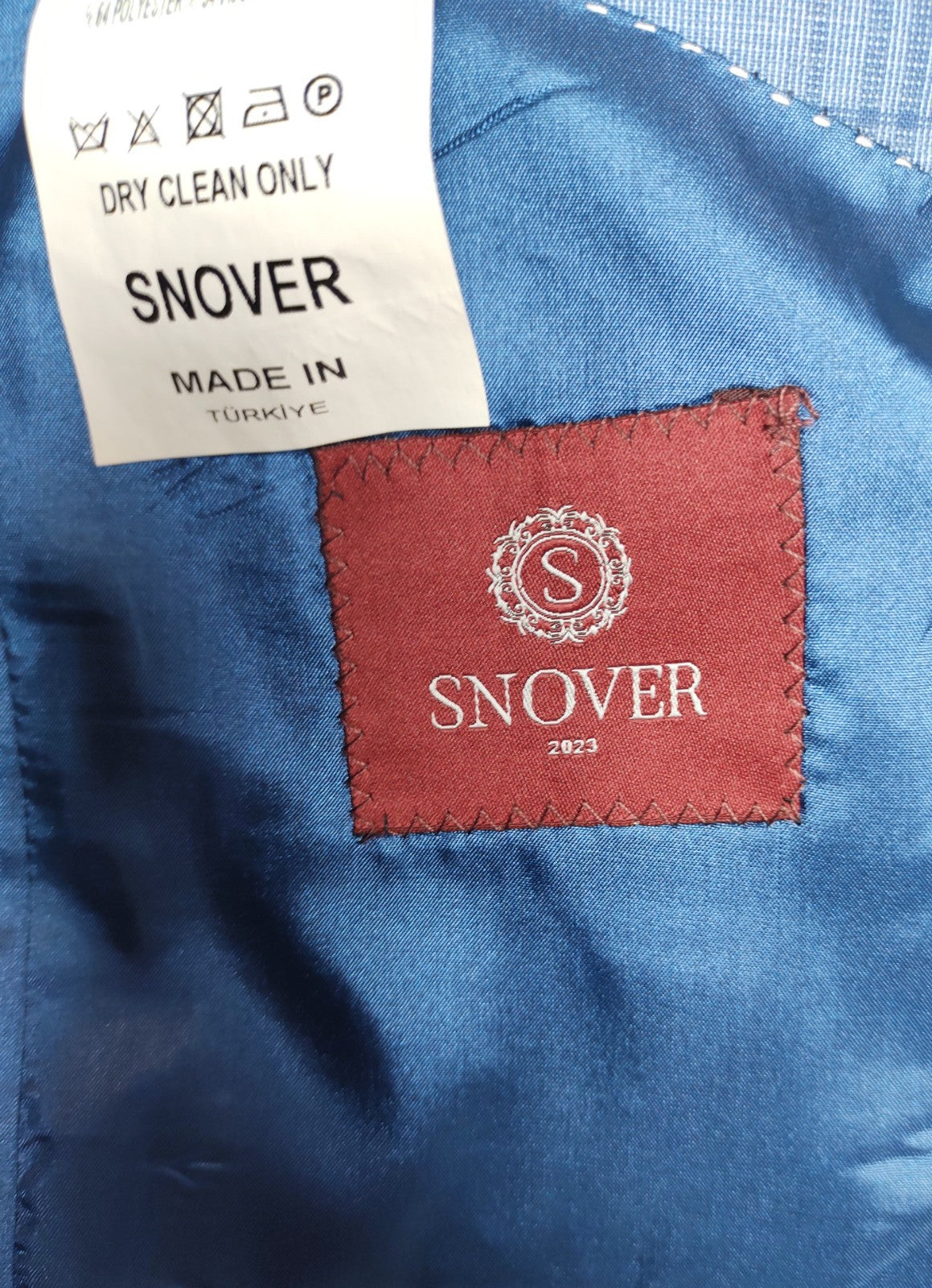 Snover Light Blue Check Blazer Men's Size 38 Business Formal Jacket