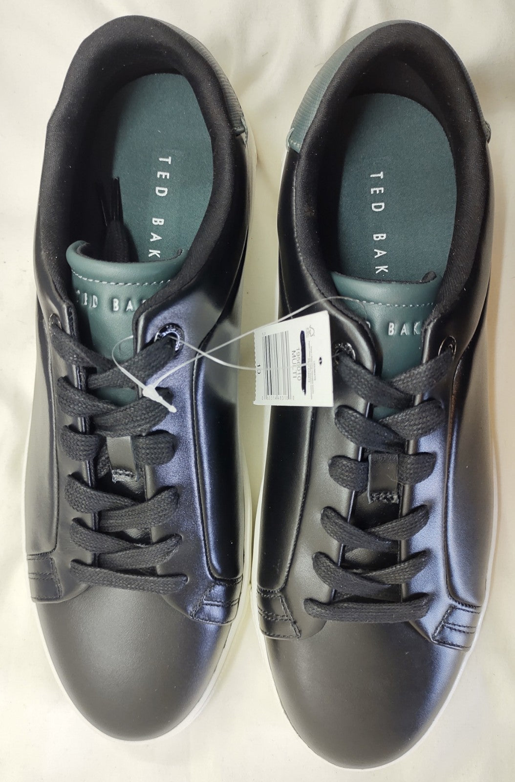 Ted Baker Men’s Black Leather Sneakers Size 10 Designer Low Top NIB