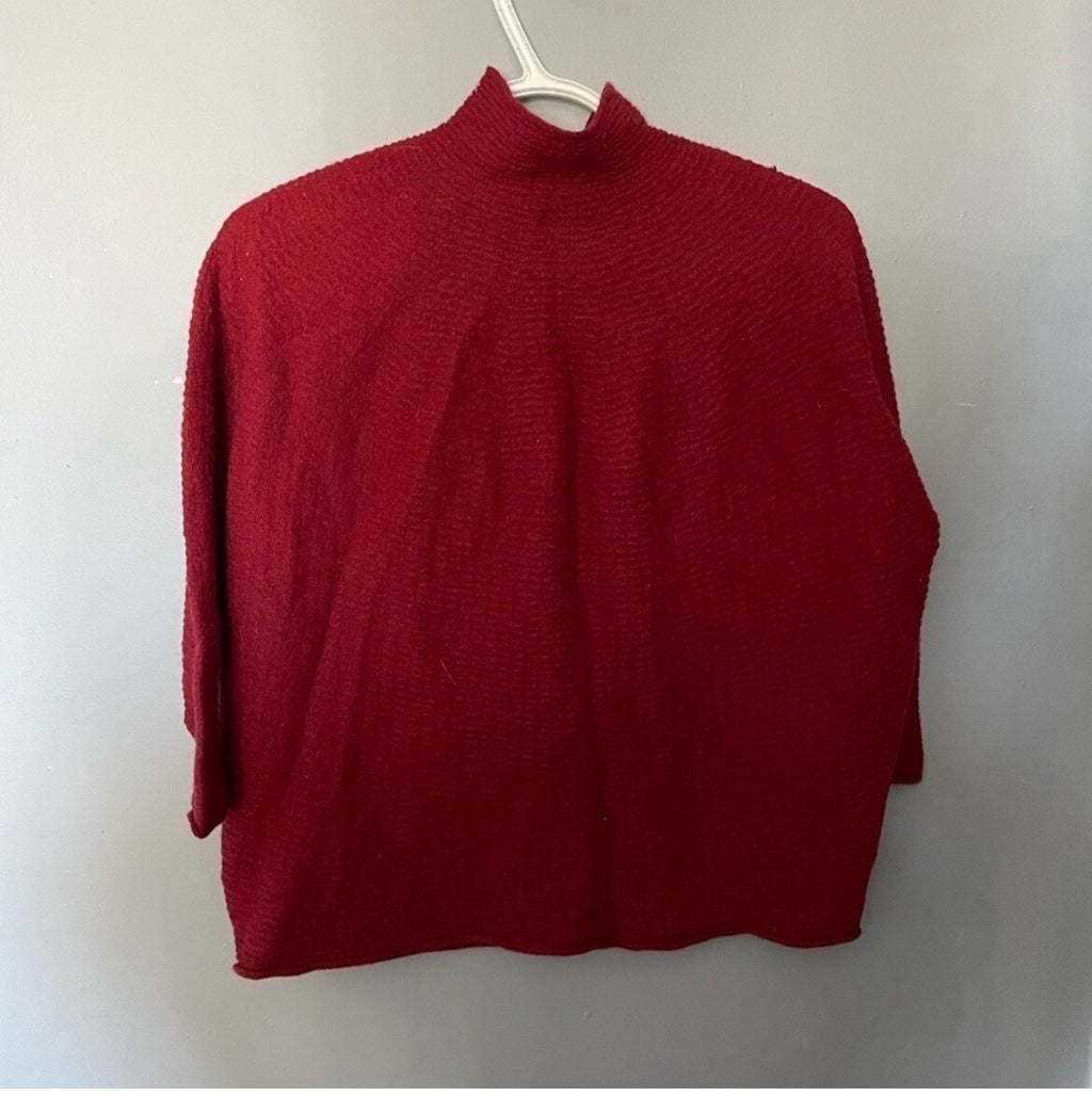 Monoprix Femme Red Turtleneck Sweater Slim Fit Knit Chic Classic Warm