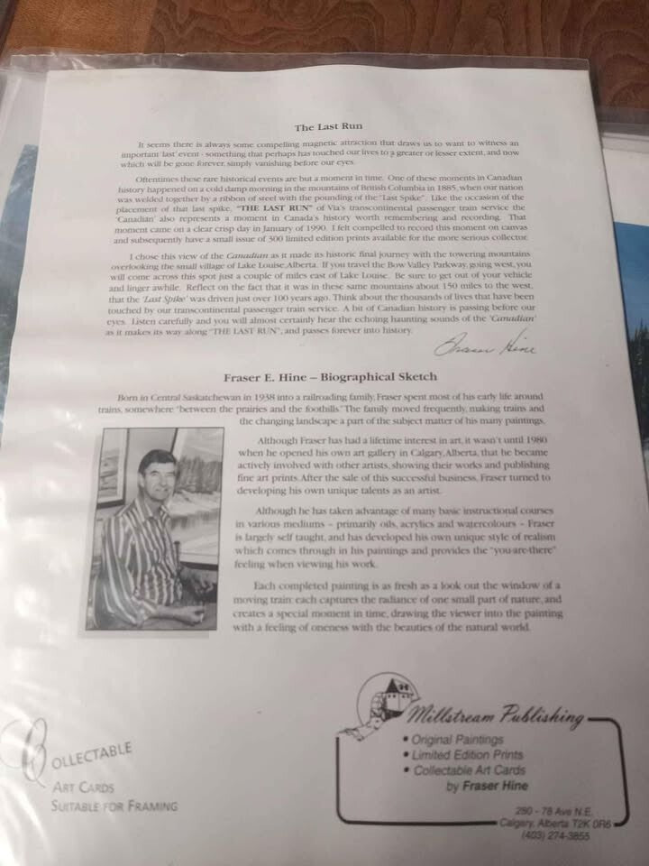 Fraser E. Hine Collector’s Print – Unframed Mountain and Train Landscape