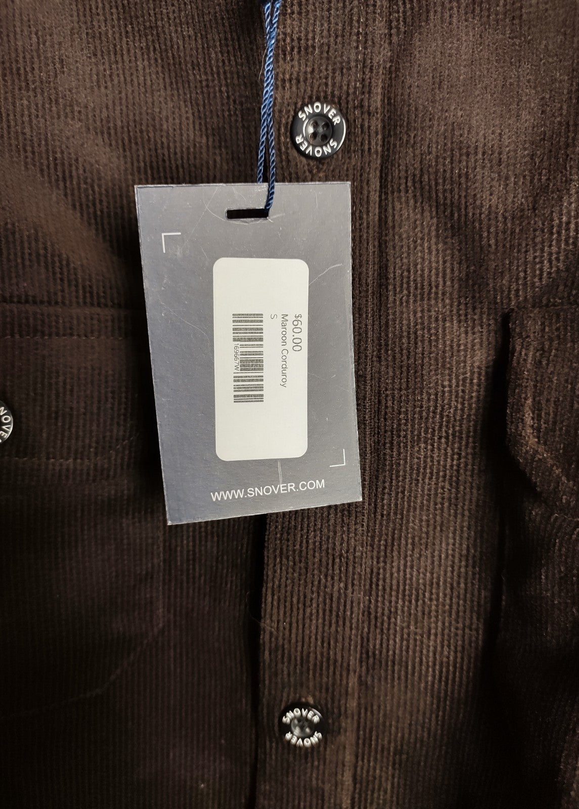 Snover Maroon Corduroy Shirt Men's Small Heavyweight Retro Casual