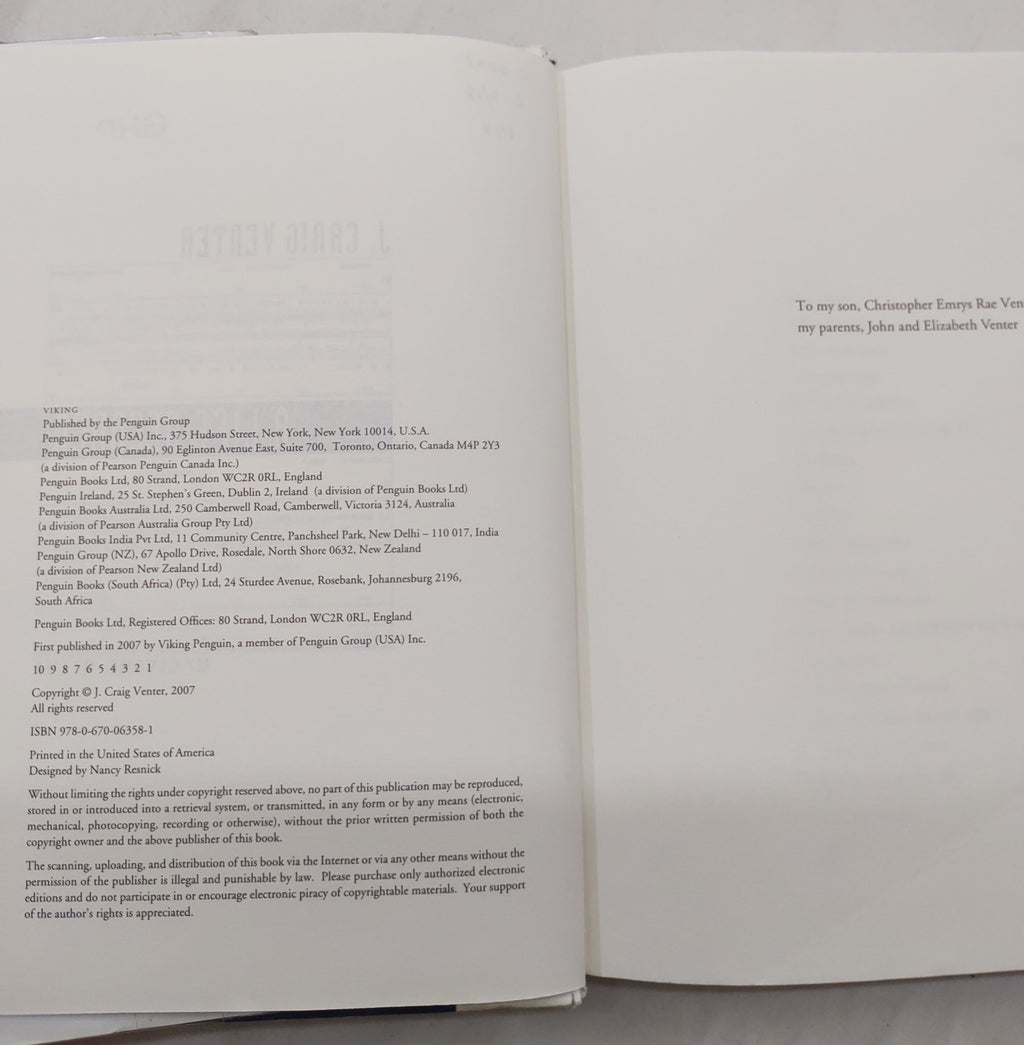 A Life Decoded – J. Craig Venter Hardcover 2007 Viking ISBN 9780670063581