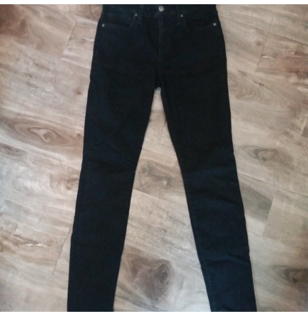 Joe's Jeans Black Skinny Ankle Denim Size 27 Raw Hem Stretch Sleek Fit