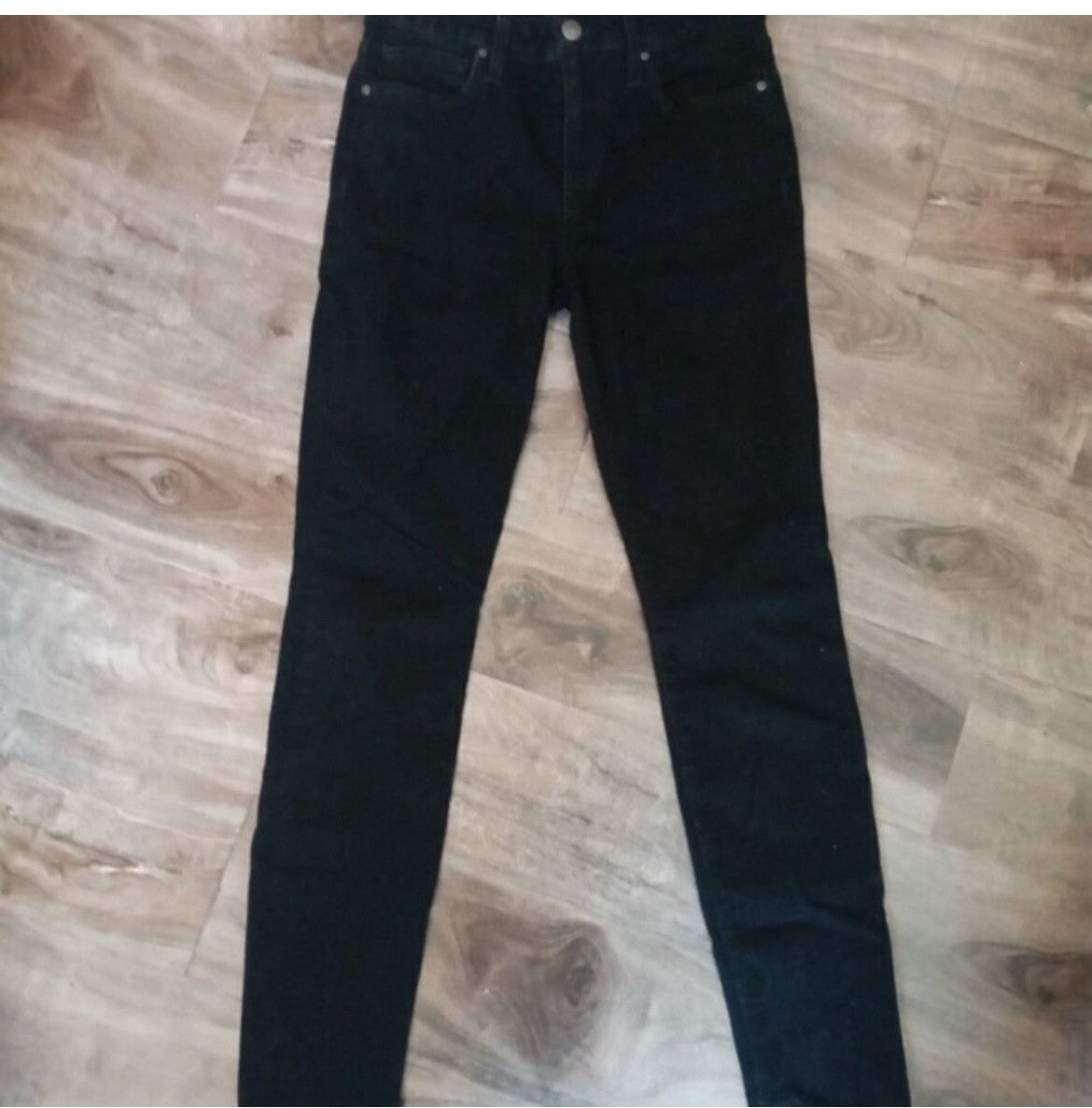 Joe's Jeans Black Skinny Ankle Denim Size 27 Raw Hem Stretch Sleek Fit