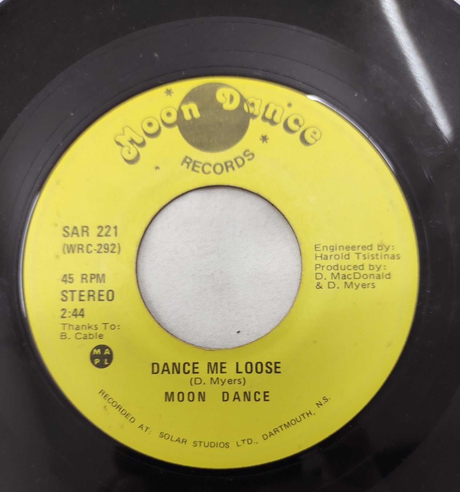 Moon Dance – Dance Me Loose 7” Moon Dance SAR 221 Canada NS Press