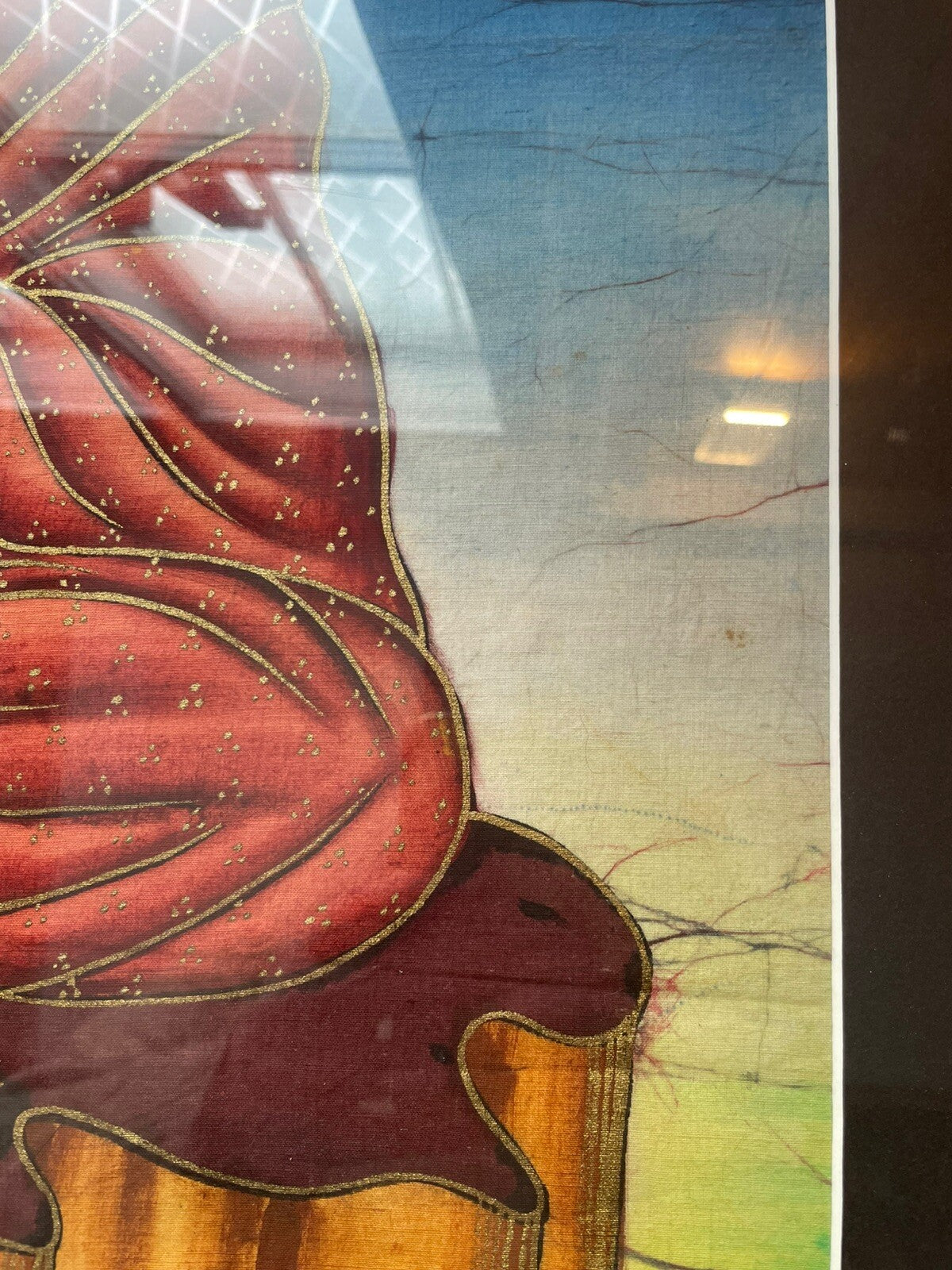 Hand-Painted Buddha Art on Linen – Framed, Serene Spiritual Painting