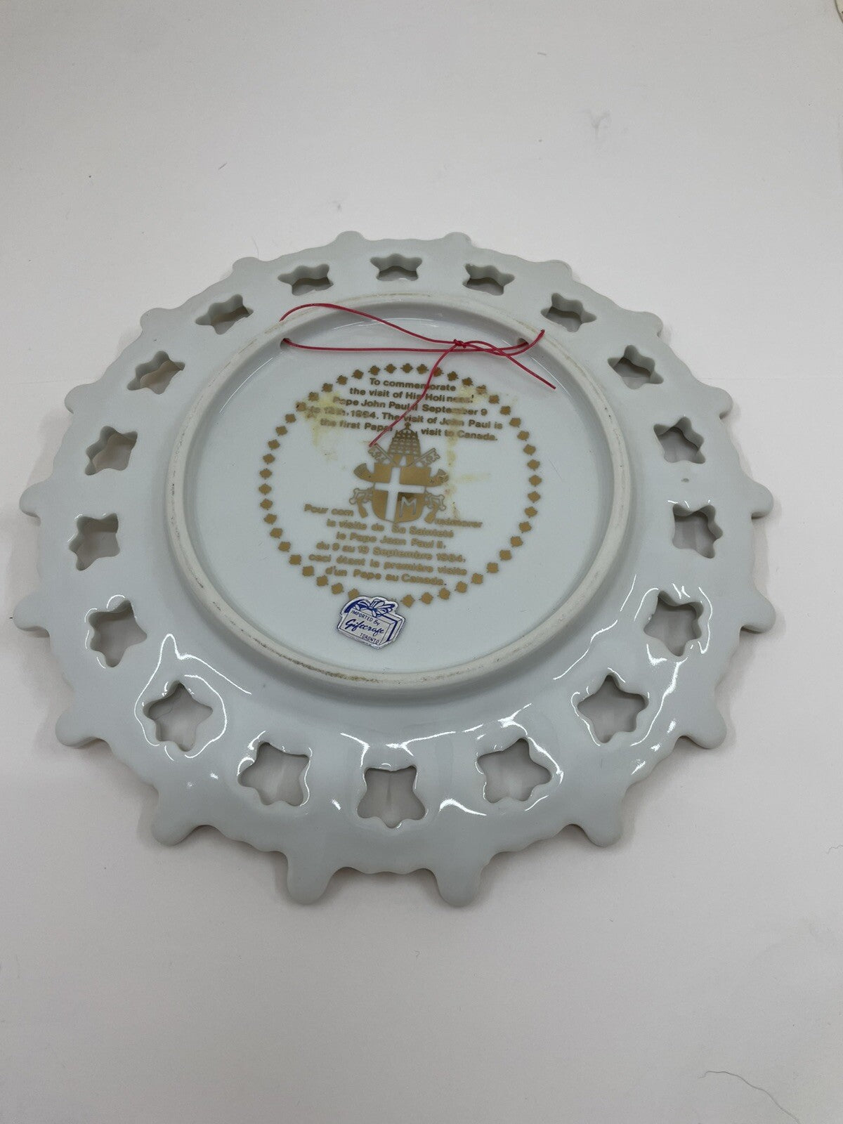 Pope John Paul II 1984 Canada Visit Plate Commemorative Porcelain Vatican