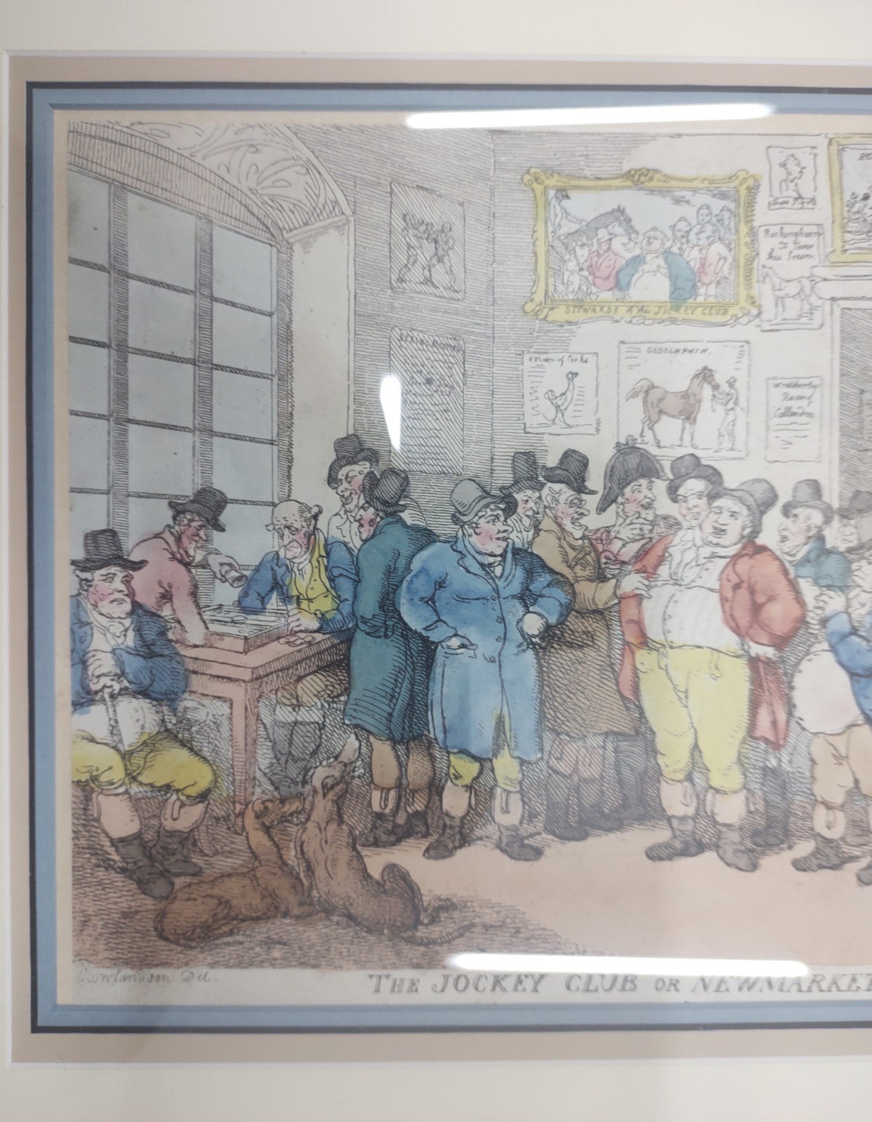 Thomas Rowlandson “The Jockey Club or Newmarket Meeting” Hand-Coloured Etching